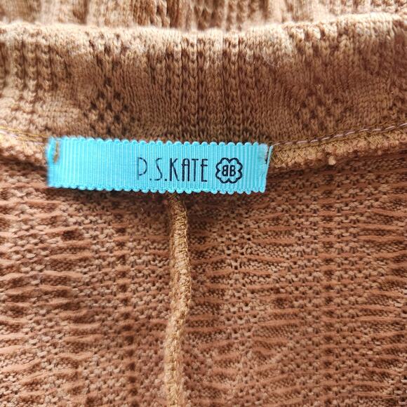 New P.S. Kate Textured Sweater Knit Top Long Sleeve Stretch Brown Size 3X - Picture 7 of 8